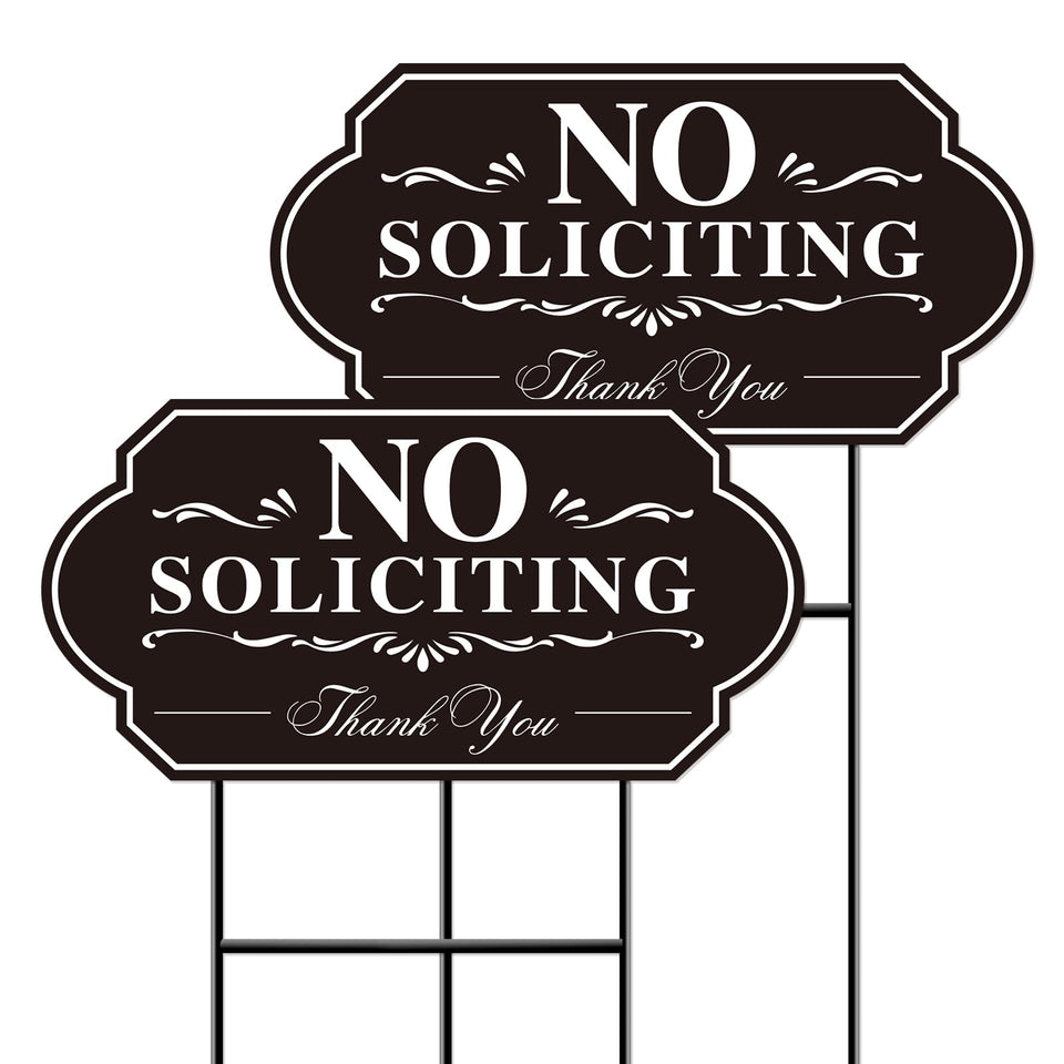 GXGGUS No Soliciting Sign at front door with high-contrast visibility