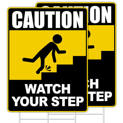 GXGGUS Watch Your Step sign 12x9 outdoors with high-contrast visibility for curbside safety.