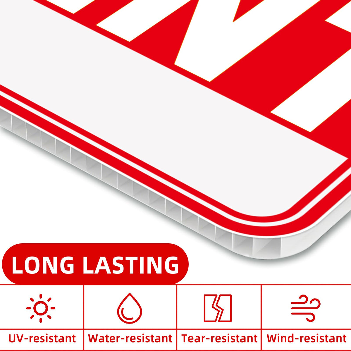 GXGGUS Weatherproof corrugated plastic sign withstands outdoor use with UV fade protection.