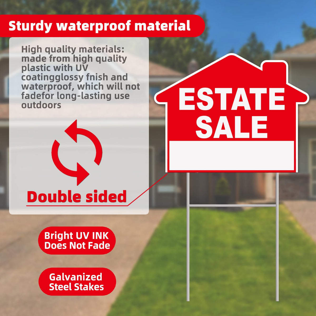 GXGGUS yard sign in your yard or driveway increases notice for sale listings.