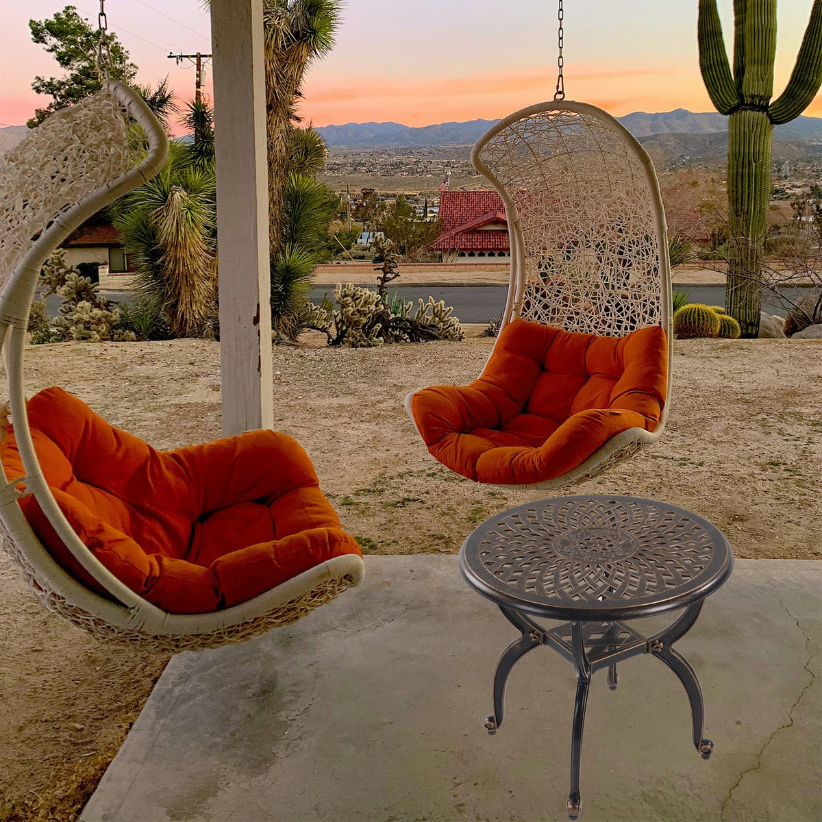 GXOUTAL outdoor side table with bronze-black finish adds vintage charm and weather resistance.