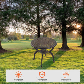 GXOUTAL side table adjustable feet ensure stability on uneven outdoor surfaces.