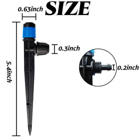 GXXMEI adjustable-cap emitter allows 0–360° spray control.