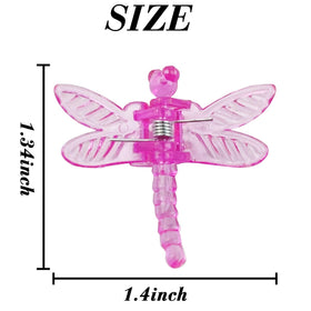 Closeup of plastic dragonfly clips highlighting lightweight, sturdy design for bending stems.