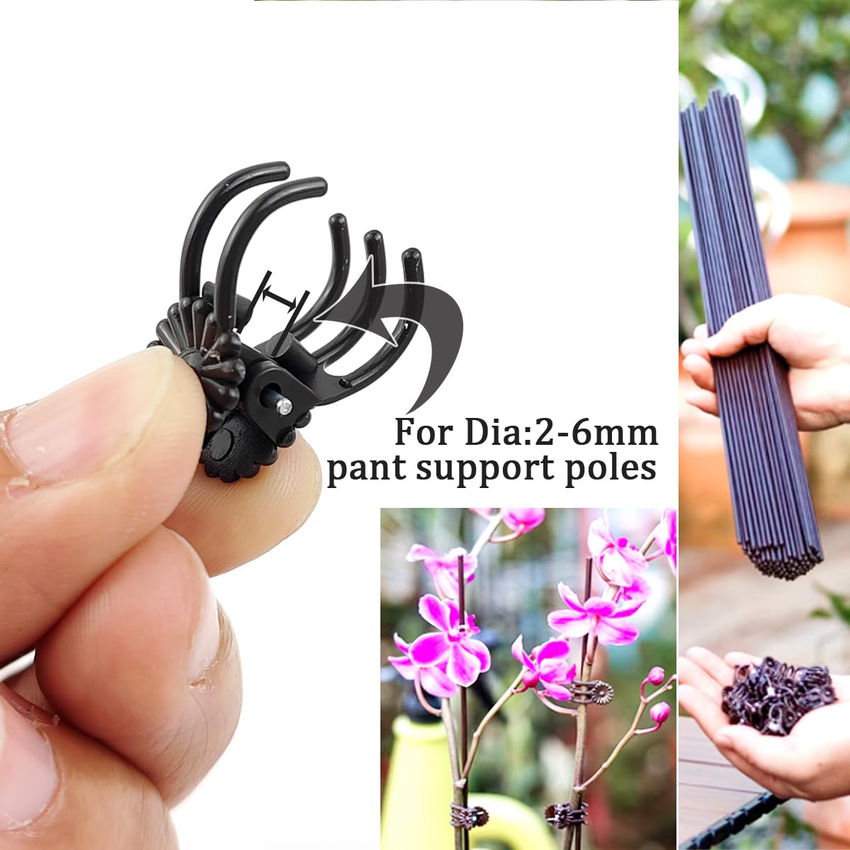 GXXMEI plant stem support clips in use keeping stems vertical