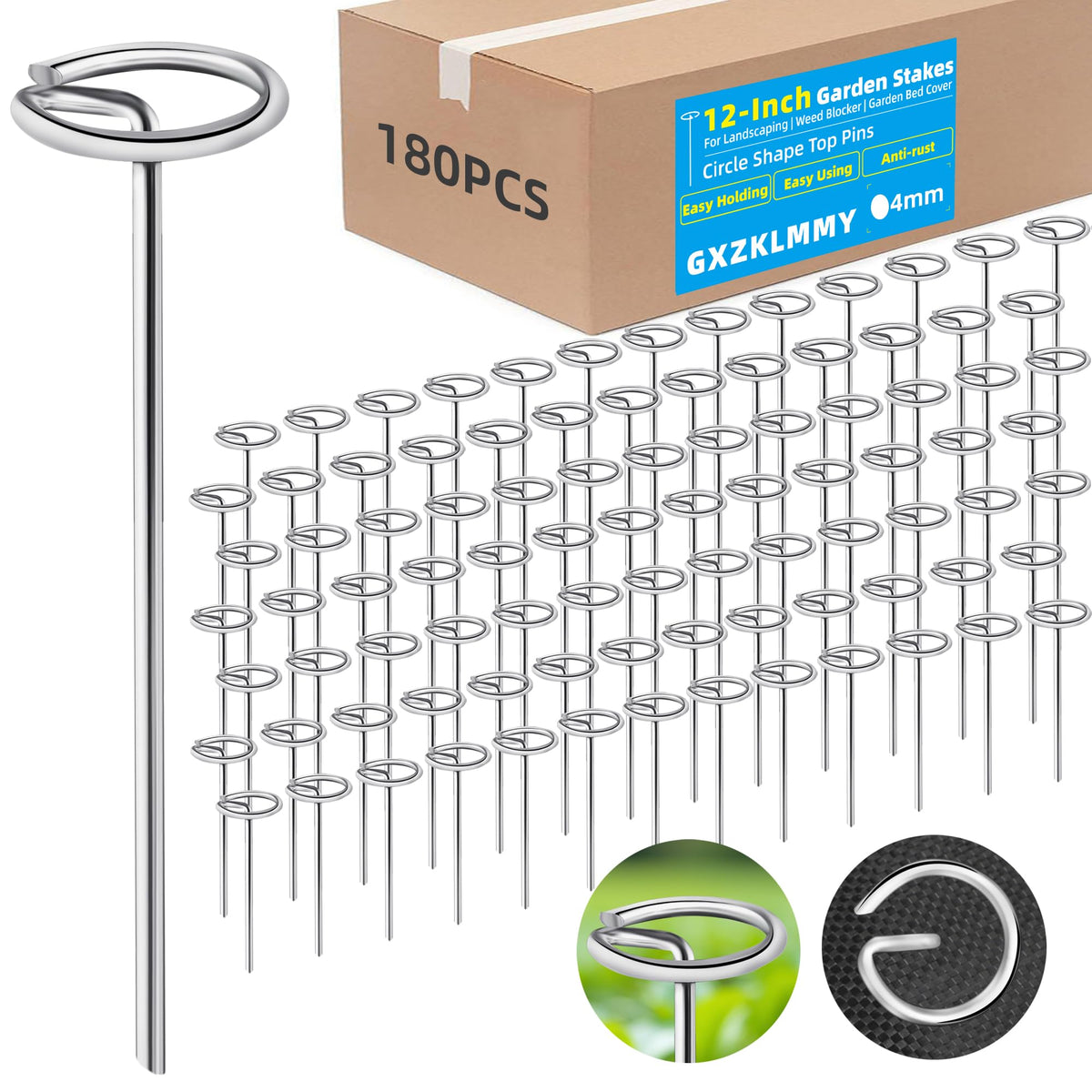 GXZKLMMY 12-inch circle-top landscape pin for secure ground insertion