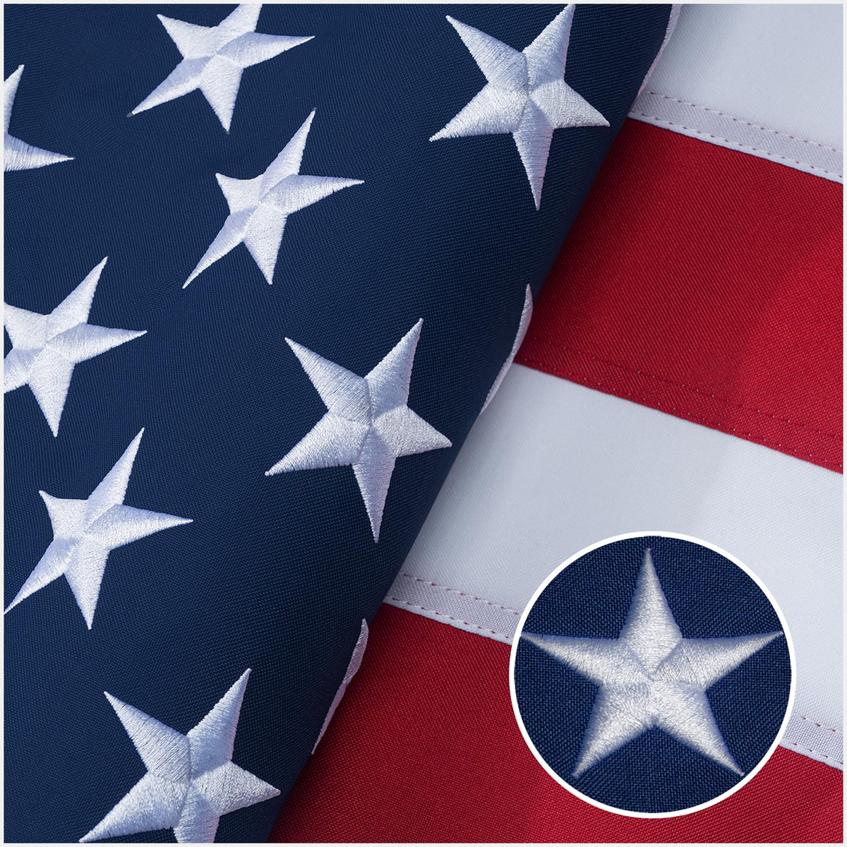 GYaozii American flag embroidered stars stay vivid in sunlight for outdoor displays.