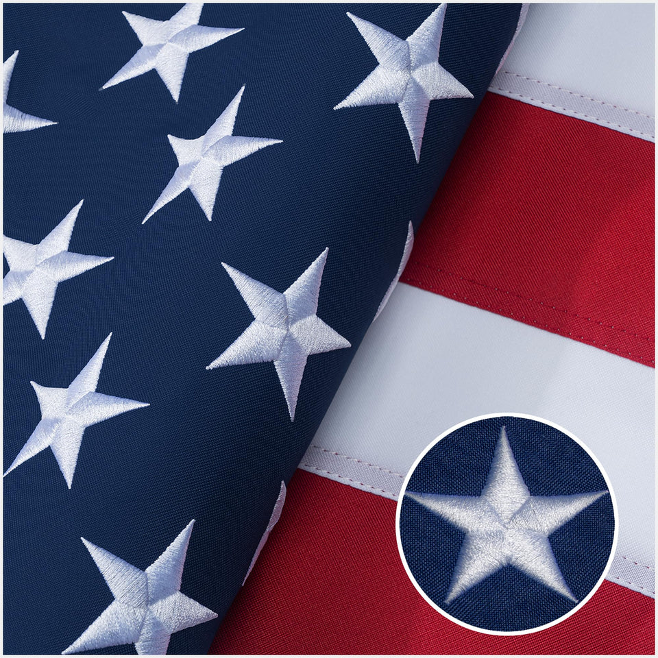 GYaozii American flag embroidered stars stay vivid in sunlight for outdoor displays.