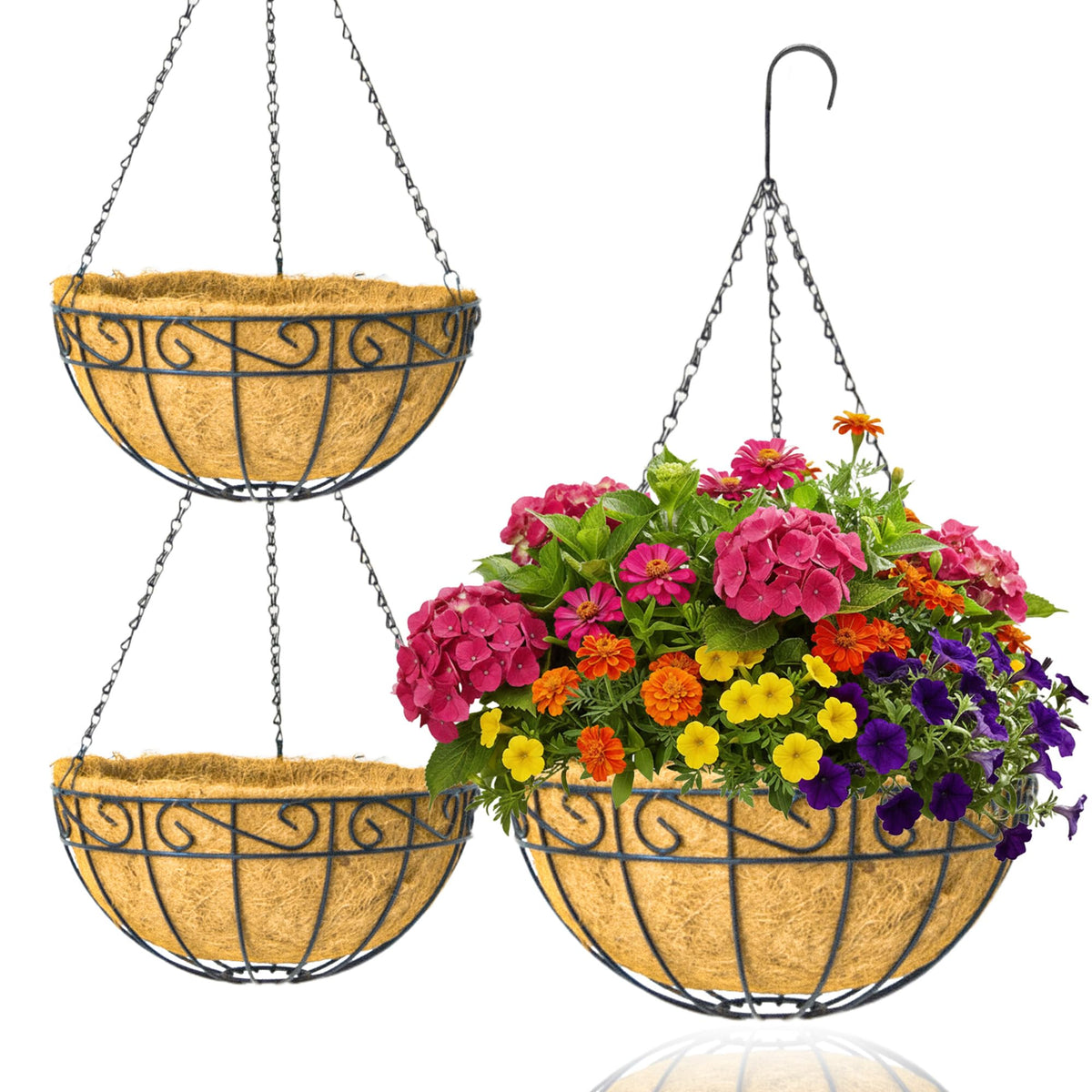 GYATSOCYG 2-pack 12-inch hanging planter basket for versatile garden displays.
