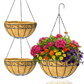 GYATSOCYG 2-pack 12-inch hanging planter basket for versatile garden displays.