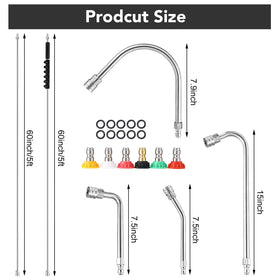 Gyfent 60 inch curved extension wand with angles for gutters