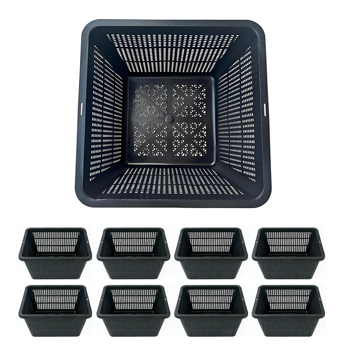 Gyfofix 9-inch aquatic plant basket showing soil containment and water flow for rooted plants