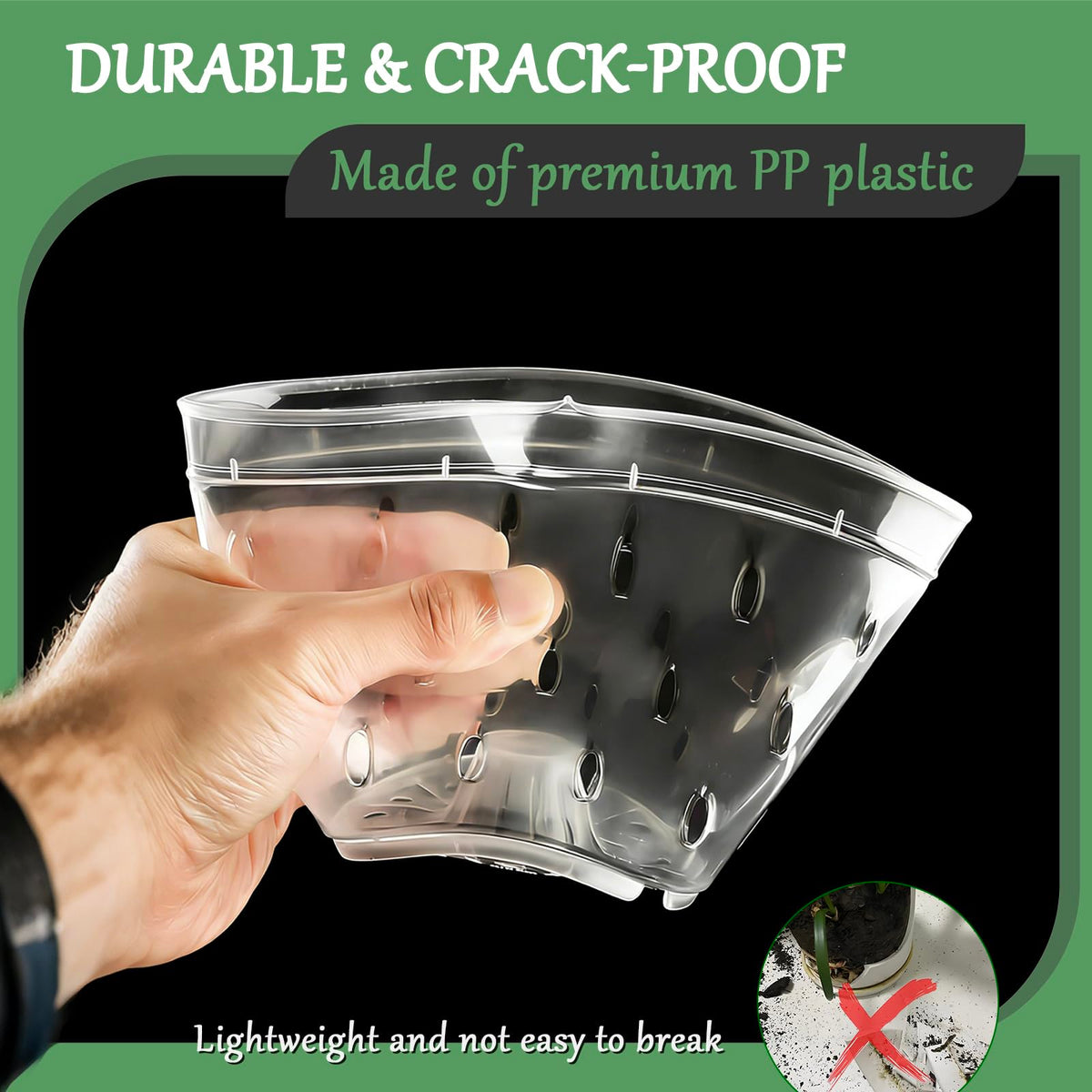 Gyfofix clear orchid pot used as liner inside a decorative pot
