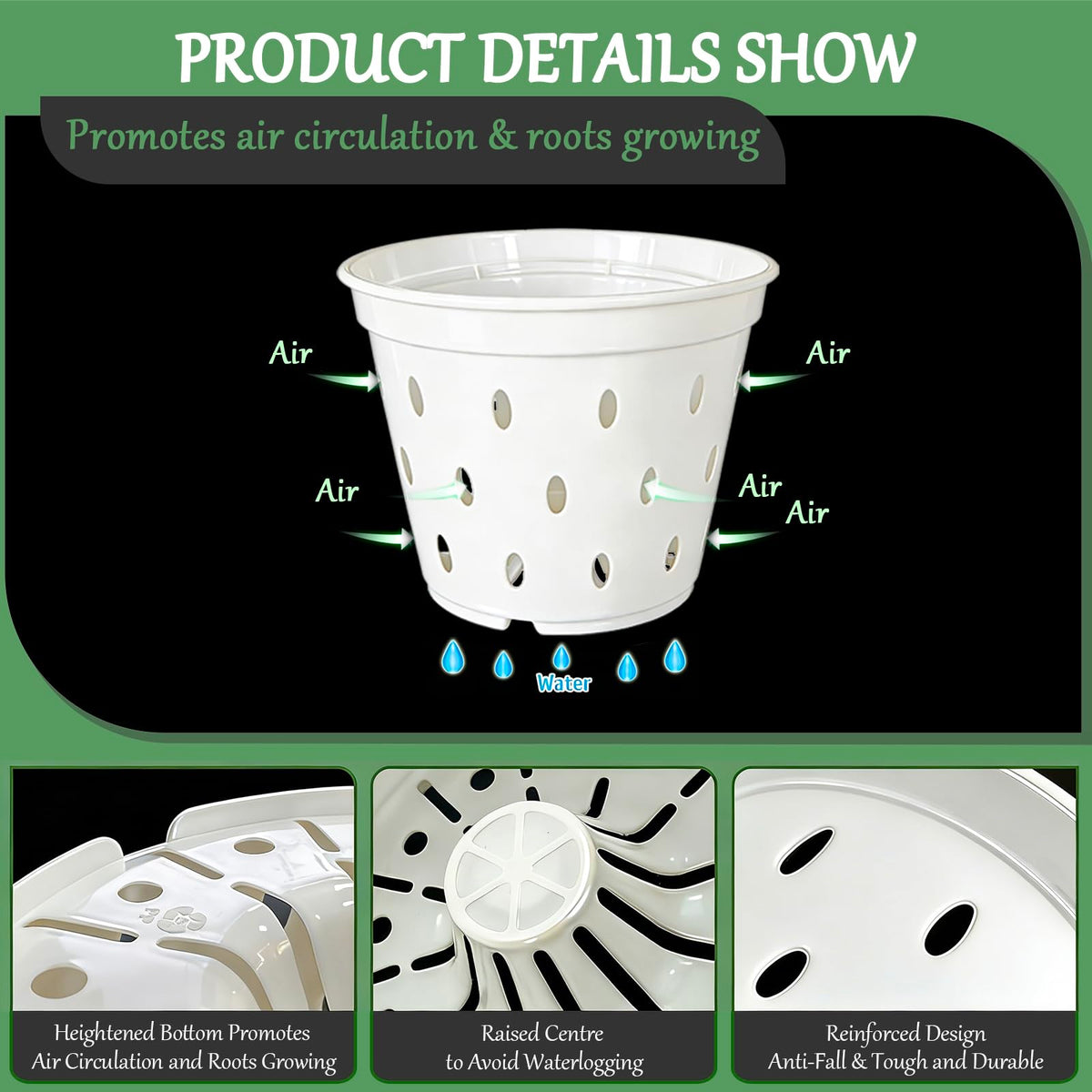 Gyfofix side and bottom holes improve airflow around plant roots