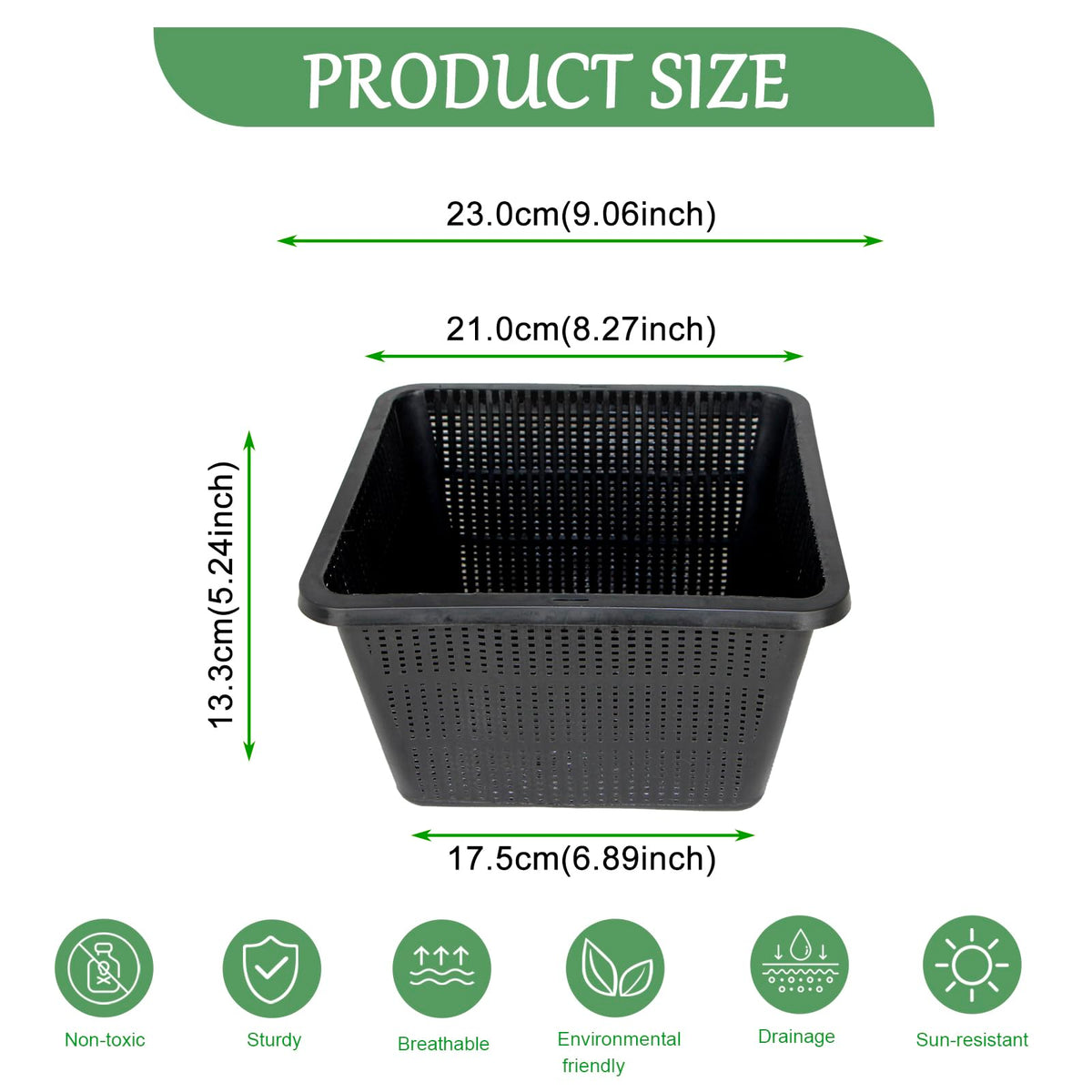 Gyfofix square pond basket closeup highlighting durable housing and flat bottom