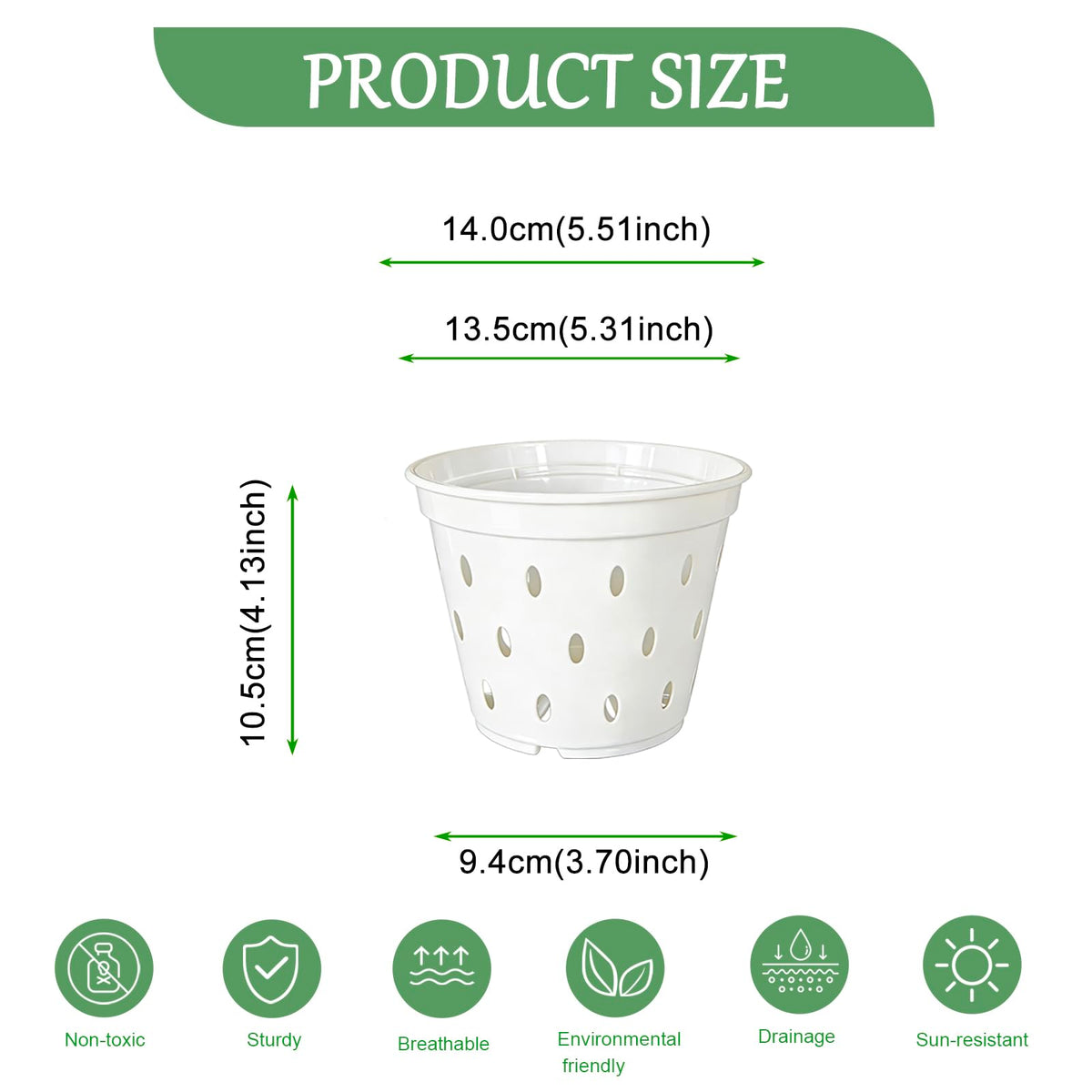 Gyfofix white plastic planter with drainage holes for moisture control