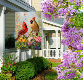 GYGWAI Burlap yard flag featuring flowers adds rustic charm