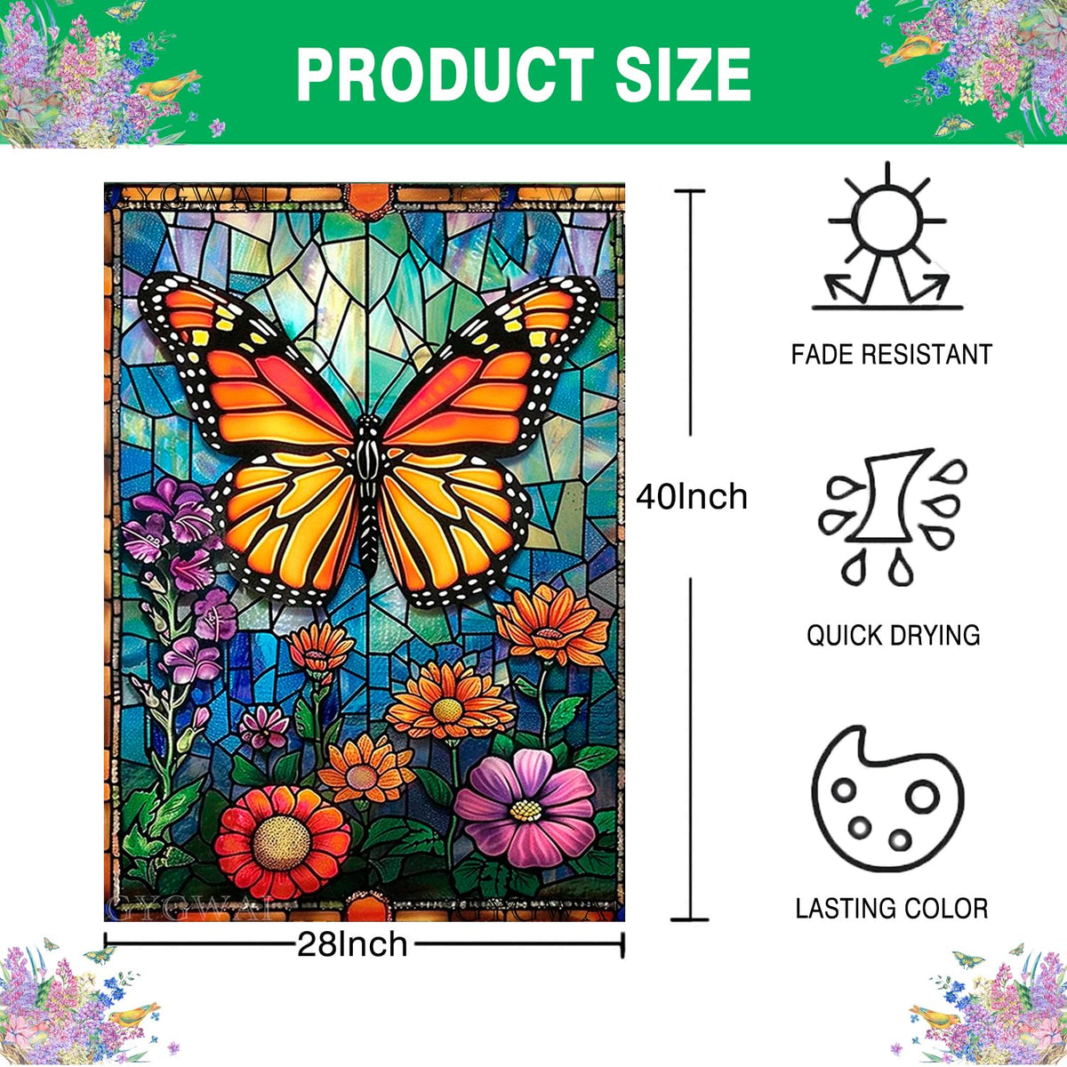 GYGWAI butterfly flag enhances gardens, patios, porches, and walkways with nature-inspired charm.