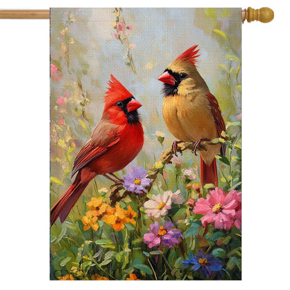 GYGWAI Spring Cardinal flag on porch with vibrant flowers for curb appeal