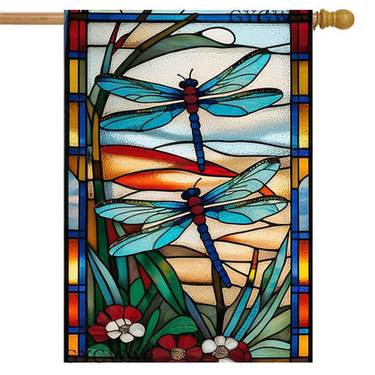 GYGWAI spring dragonfly flag 28x40 for outdoor curb appeal