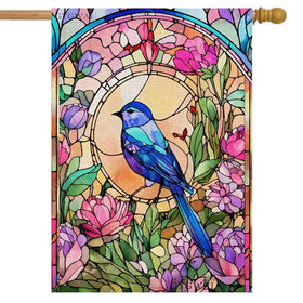GYGWAI stained glass hummingbird flag for outdoor gardens, durable and vibrant.