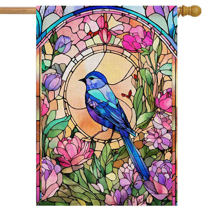 GYGWAI stained glass hummingbird flag for outdoor gardens, durable and vibrant.