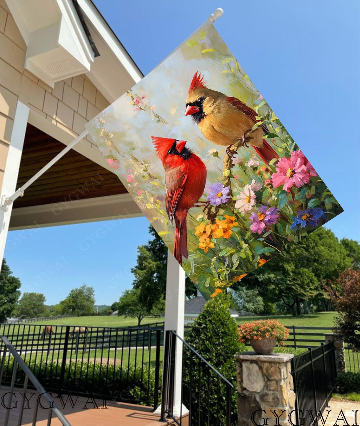 GYGWAI Weather-resistant burlap flag designed for long outdoor use