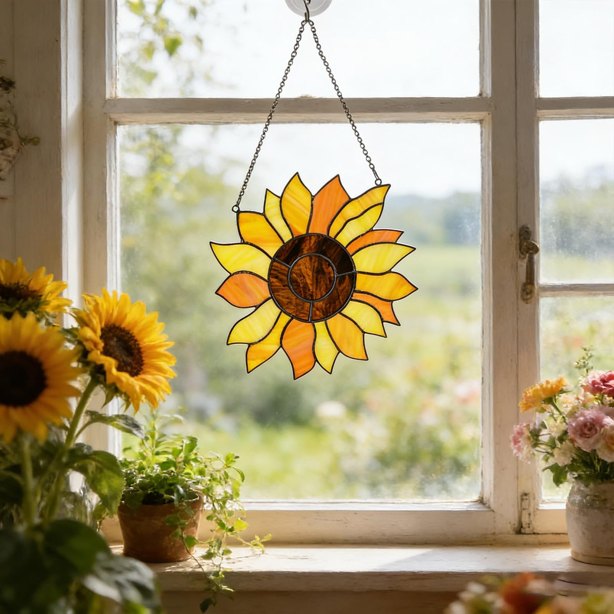 GYHPD window-mount chain and suction cup secure display on glass surface