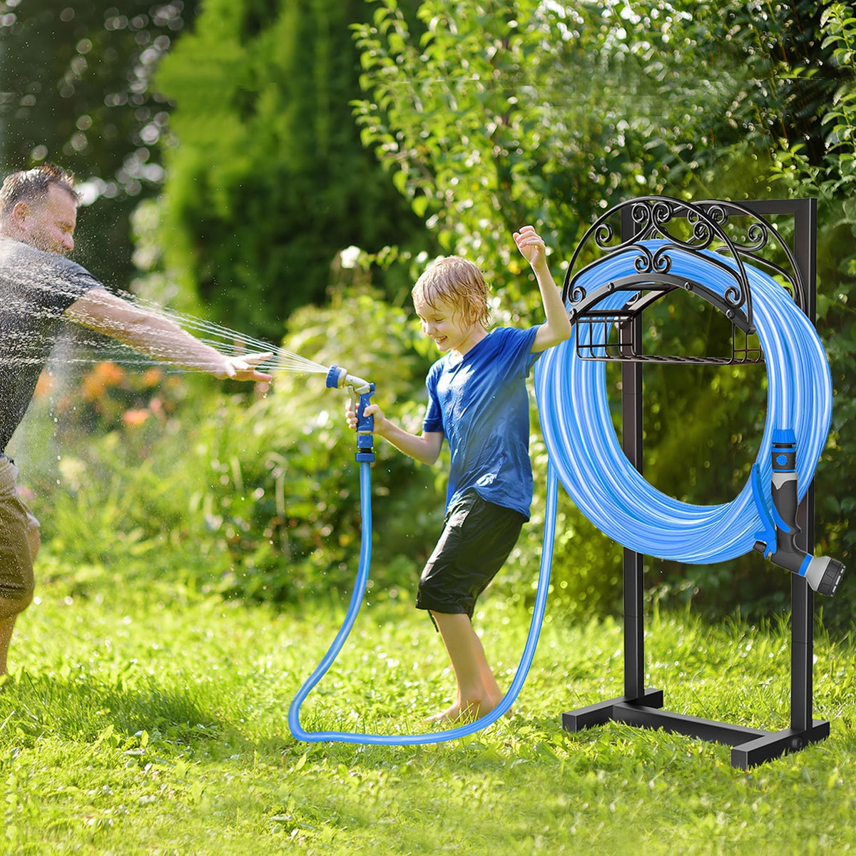 Gykoeaty freestanding stand demonstrates quick drill-free outdoor installation.