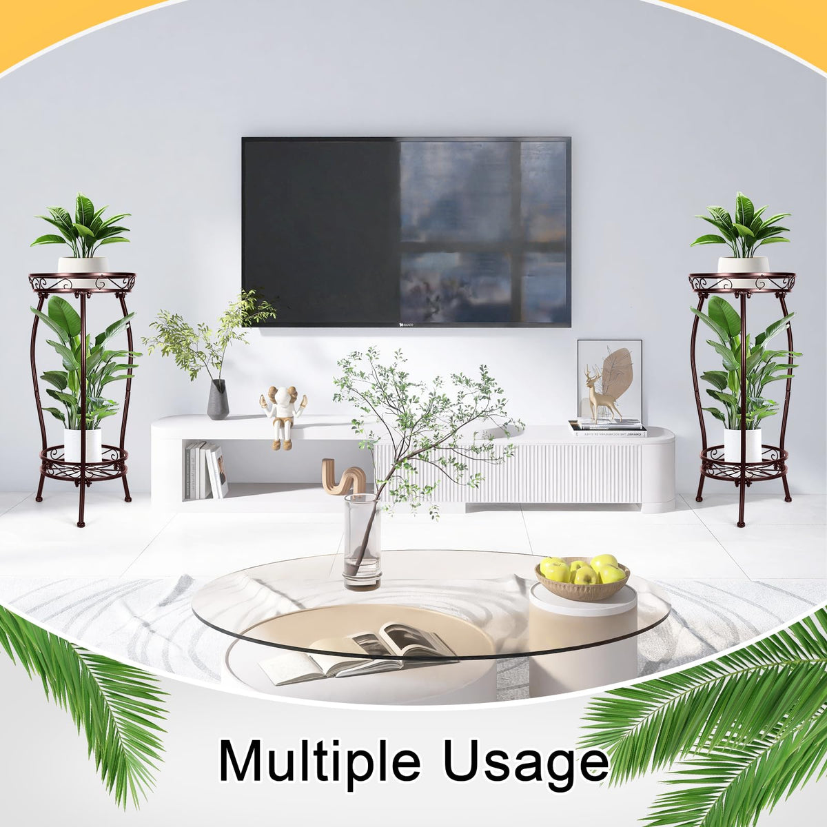 Gynyinly bronze-finish plant rack fits garden corners and holds multiple pots