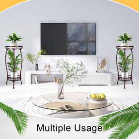 Gynyinly bronze-finish plant rack fits garden corners and holds multiple pots