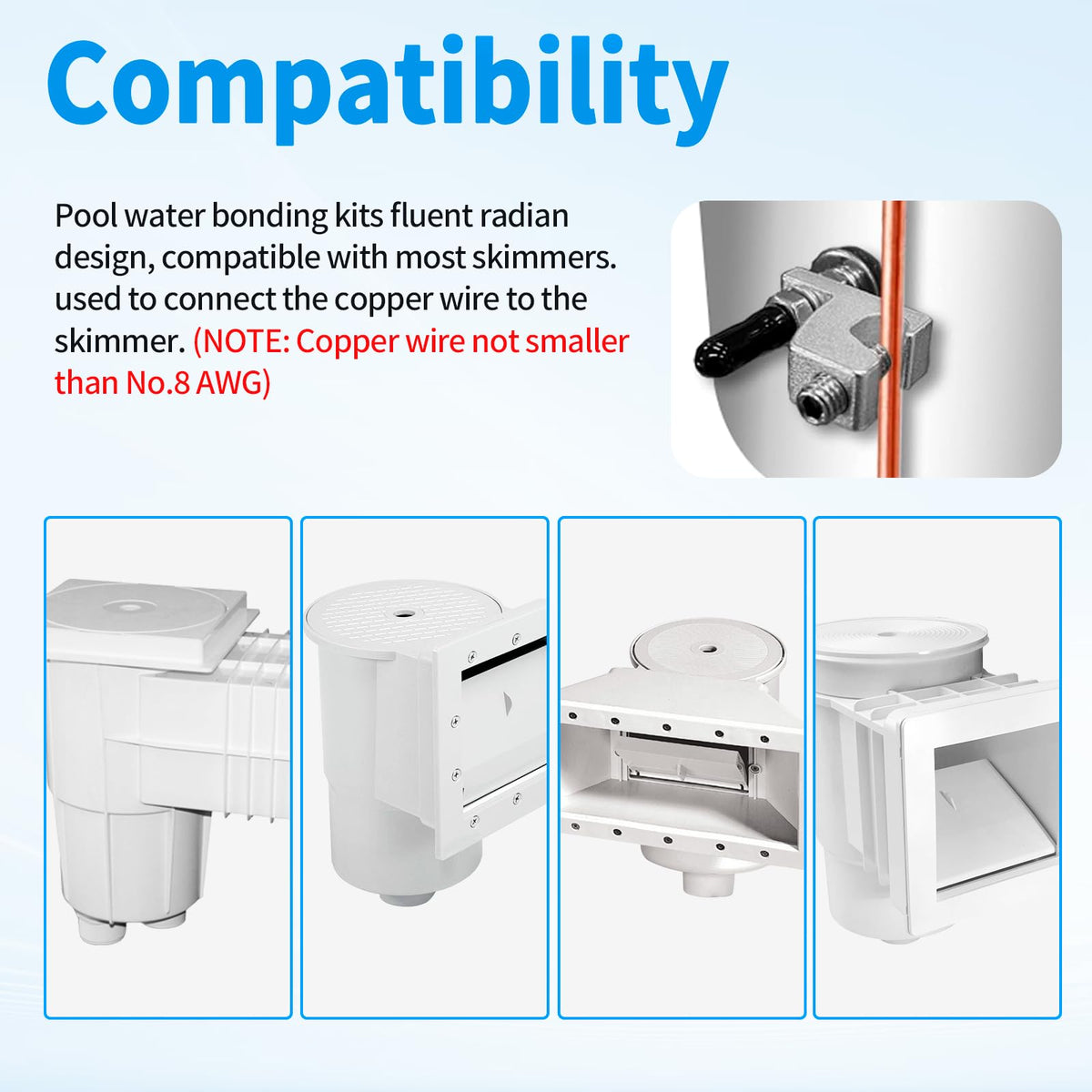 GYPNS BWB680AG bonded-plate beside Hayward skimmer for broad compatibility.