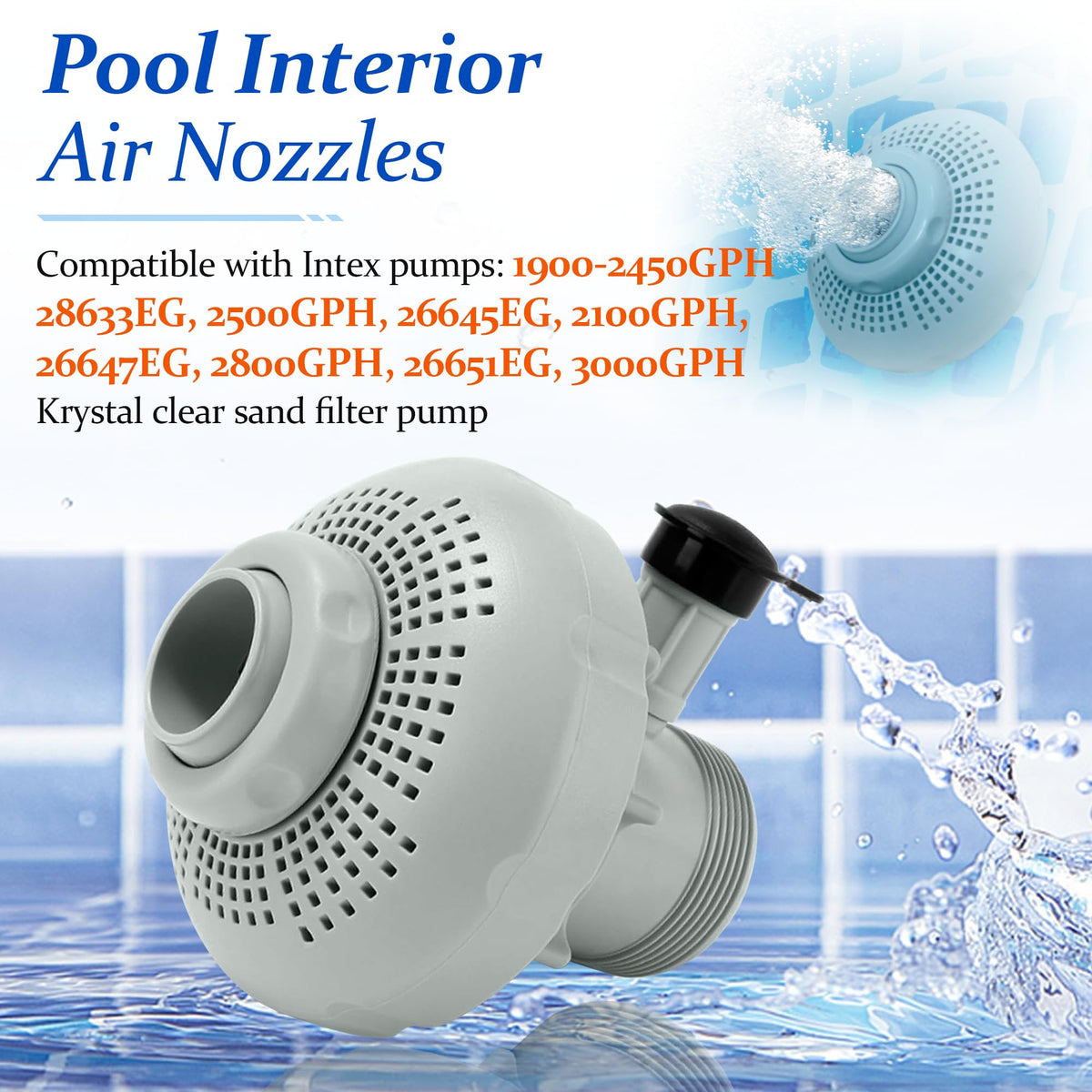 GYPNS above-ground pool return jet kit close-up emphasizes easy setup.