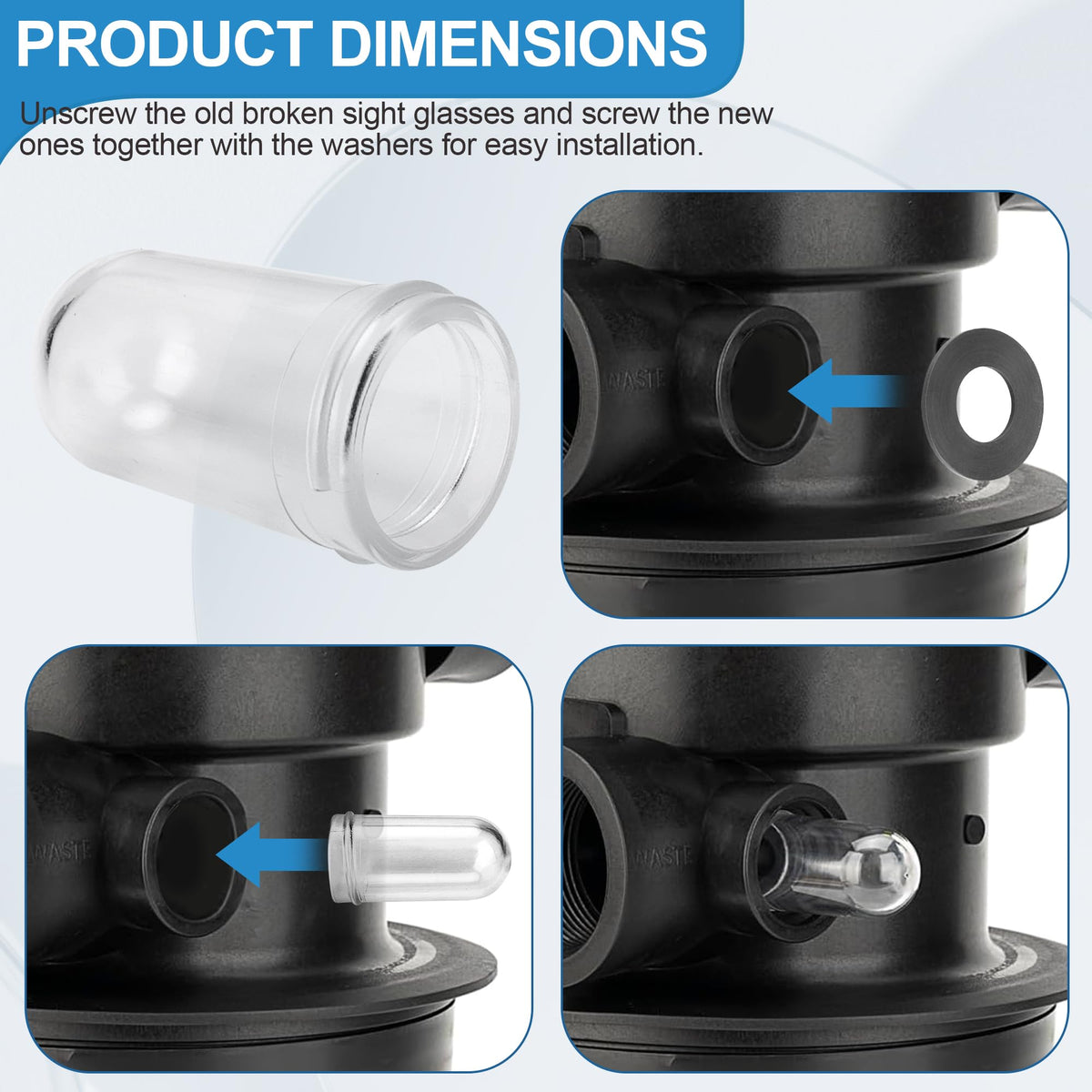GYPNS SPX0710MA durable plastic sight glass resists breakage.