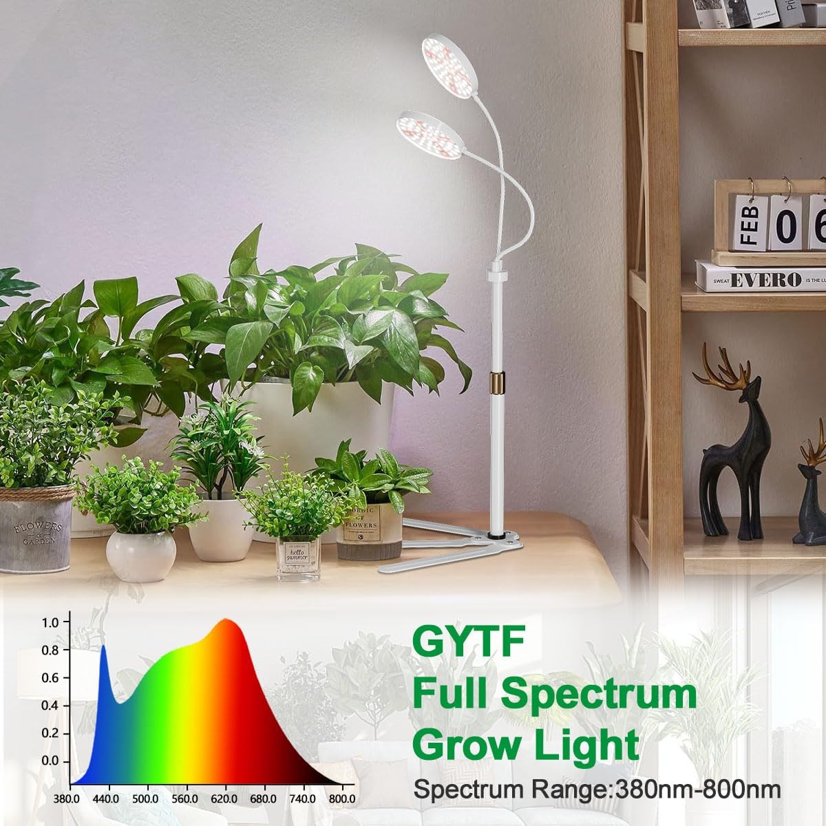 GYTF grow light with stable base and 360° gooseneck, flexible plant placement