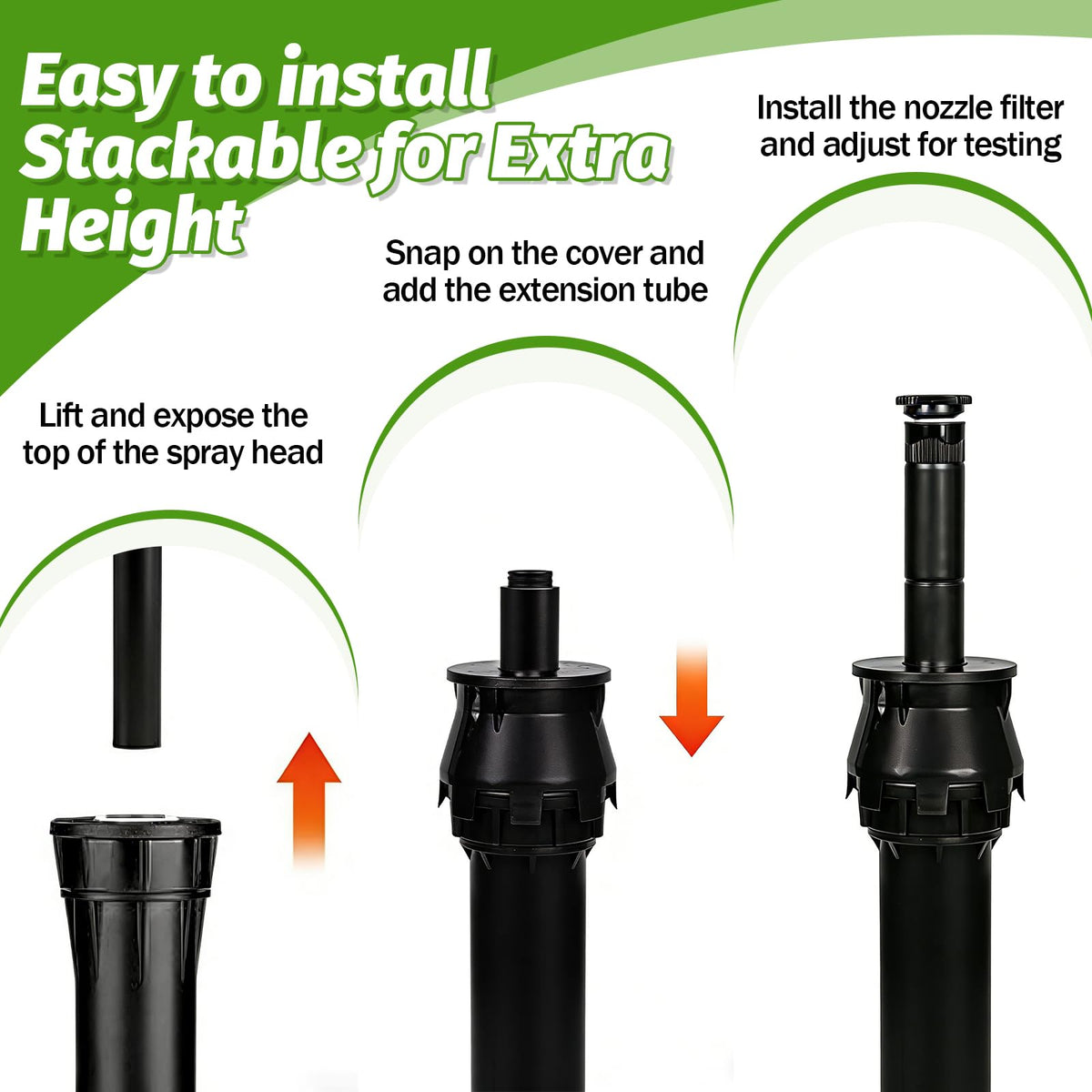 GYUTONG 1.5-inch height boost enhances water coverage on lawns