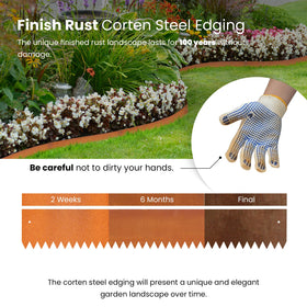 GZGNEEVL corten edging installed along planted border for weed control.