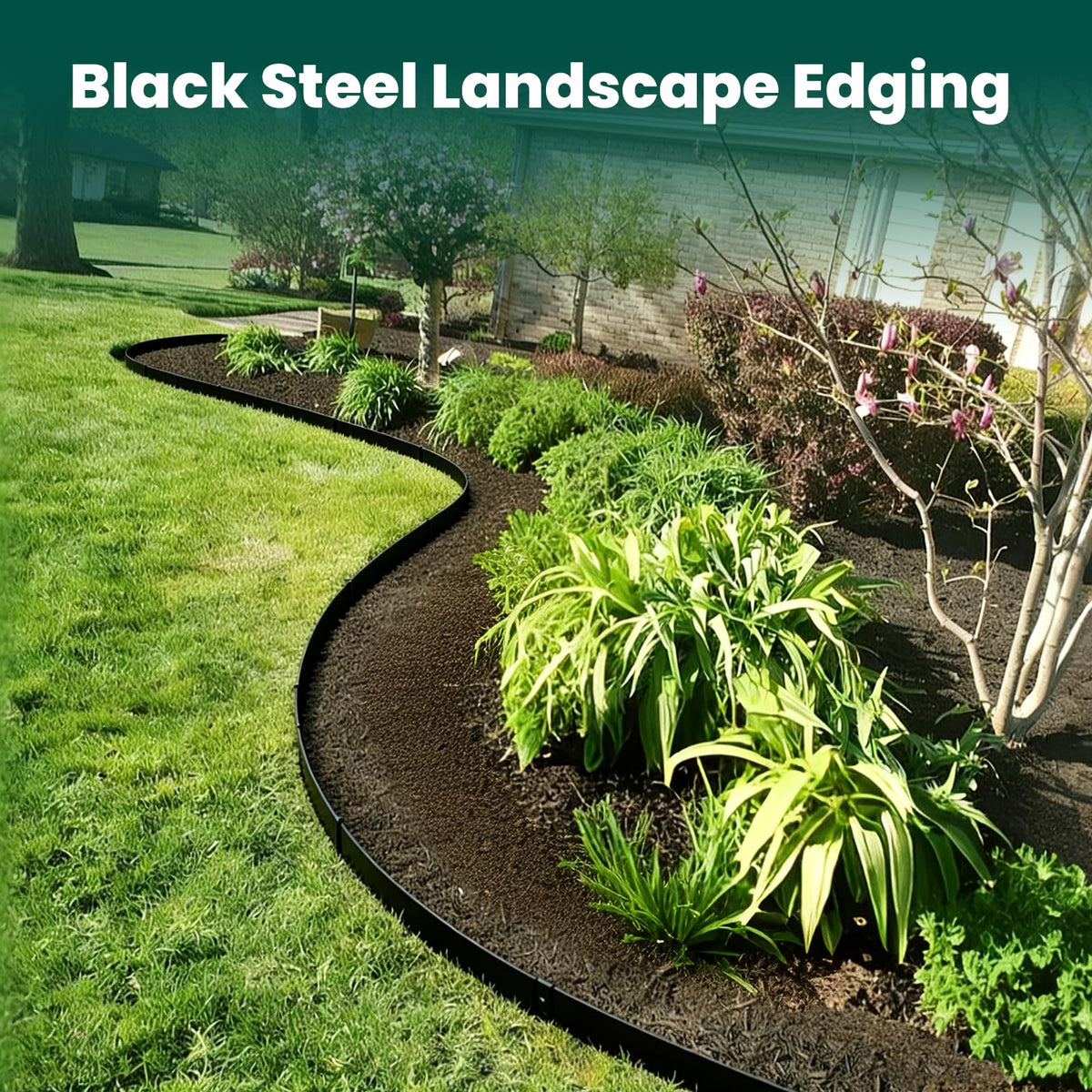 GZGNEEVL edging with black powder-coated finish resists weather and keeps borders sharp.