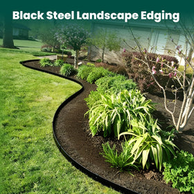 GZGNEEVL edging with black powder-coated finish resists weather and keeps borders sharp.