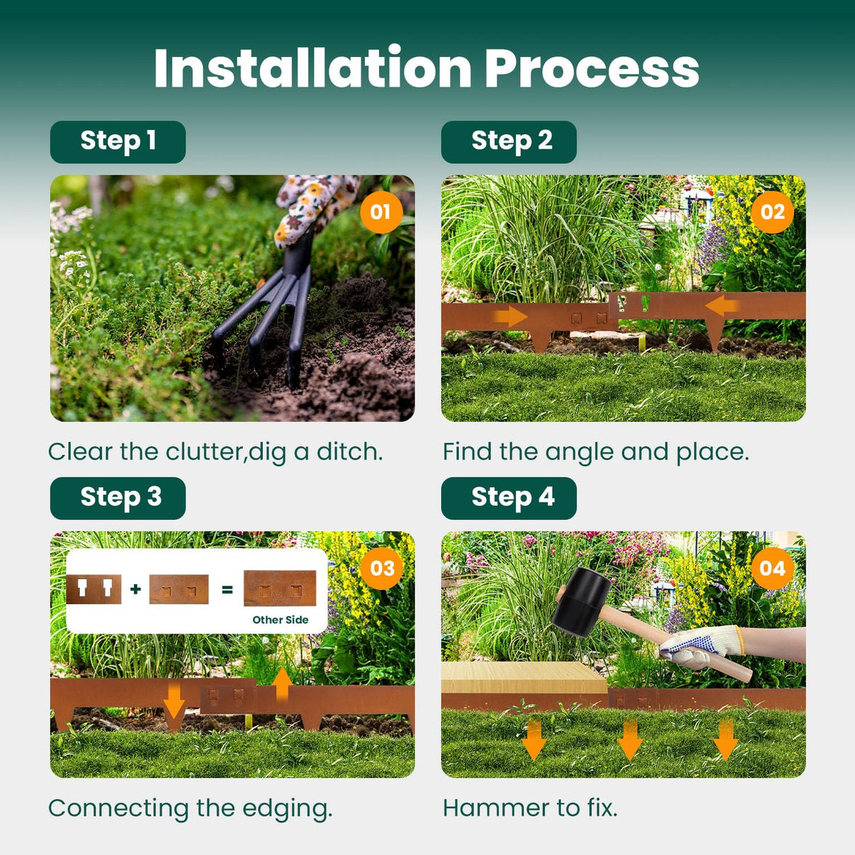 GZGNEEVL outdoor edging creates durable lawn borders and weed control