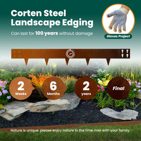 Weather-resistant corten steel border endures outdoor conditions without fading.