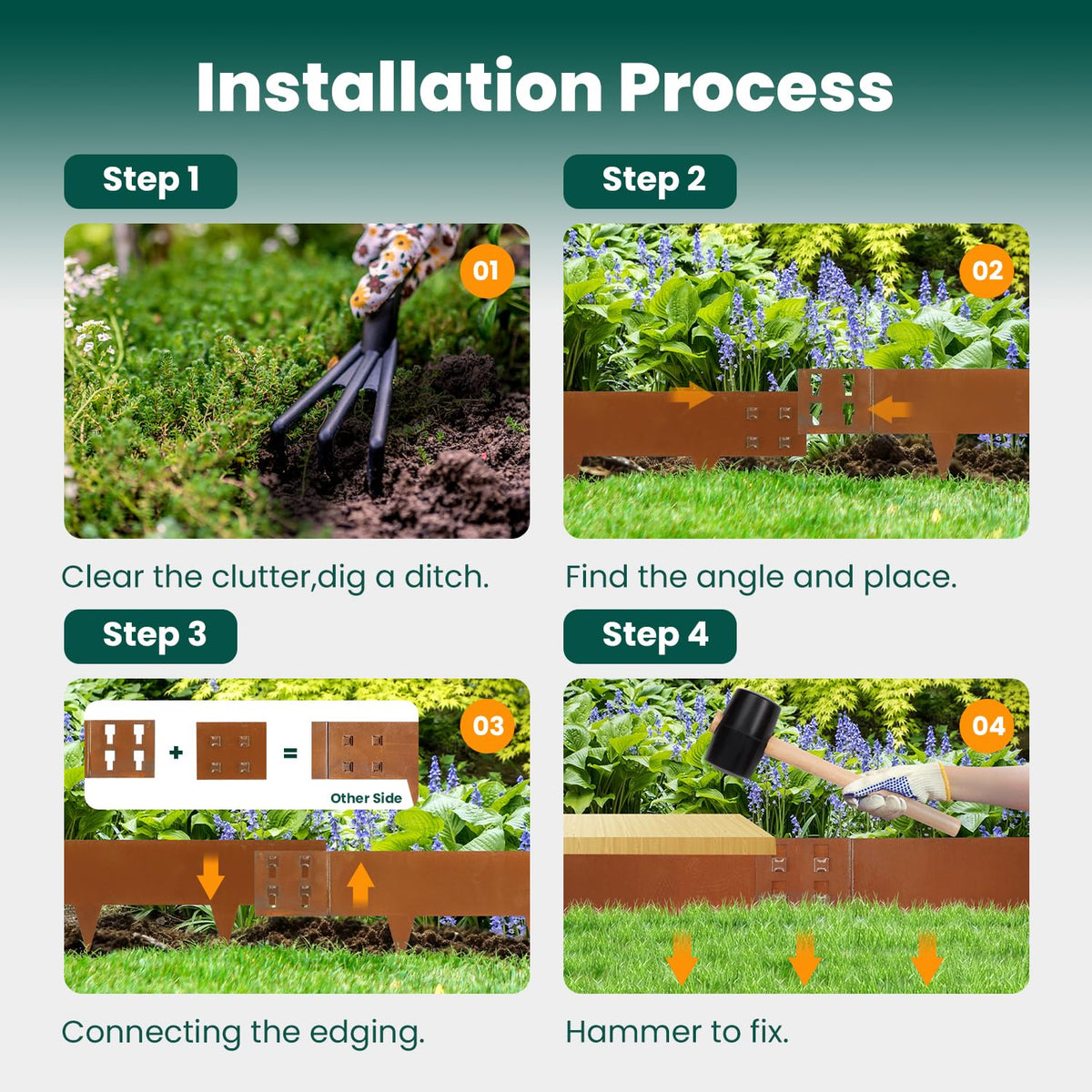 Six-pack edging delivers 20 feet of durable yard boundary.