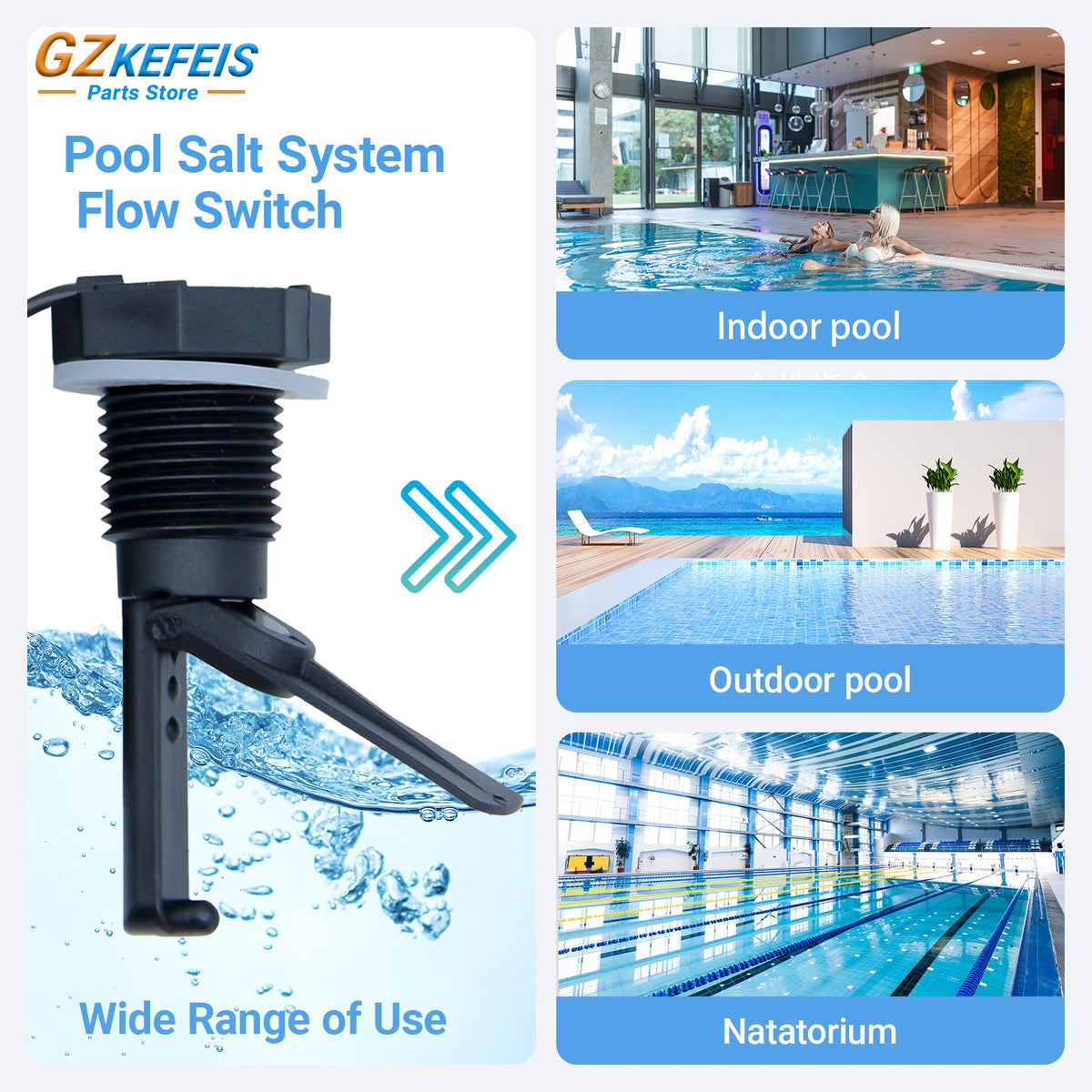 GZKEFEIS corrosion-resistant body on pool flow switch for durable performance.