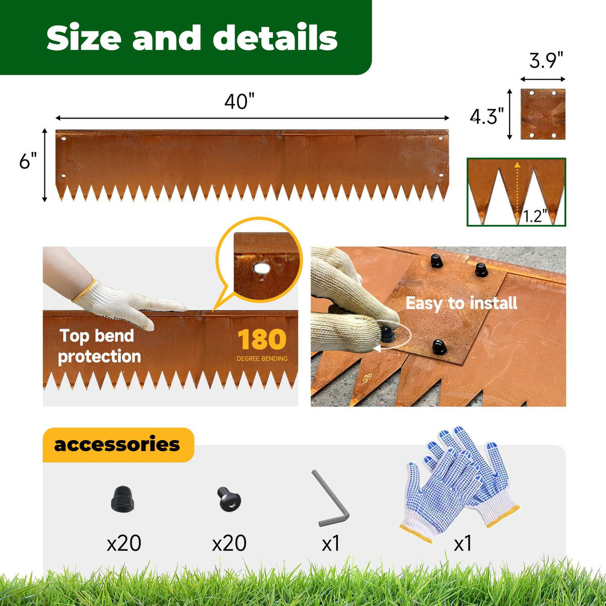 GZLVSOW edging top bend enhances safety and style in lawns.