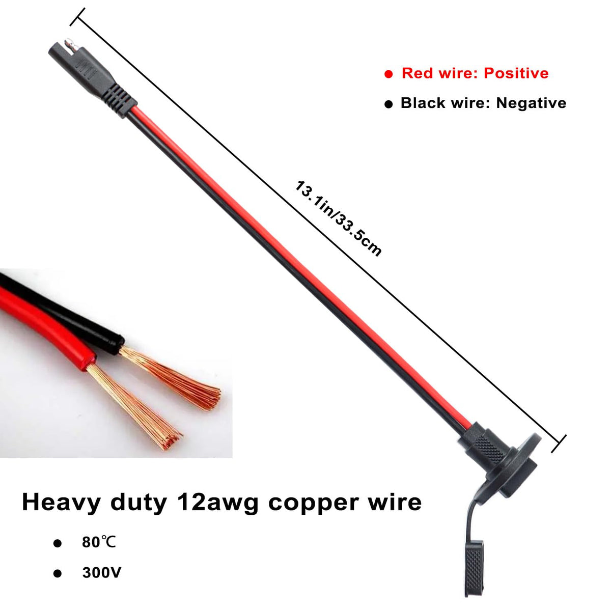 GZZTORES 12AWG SAE extension cable with cigarette plug for reliable 12V charging