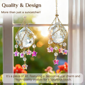H&D Hyaline & Dora star charm on rainbow suncatcher for festive windows.