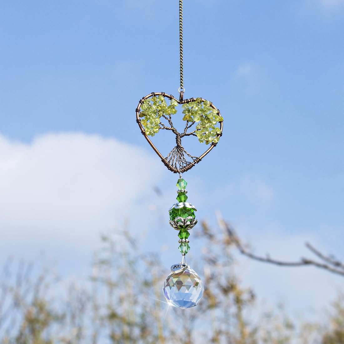 H&D HYALINE & DORA green suncatcher pendant creates vivid room reflections