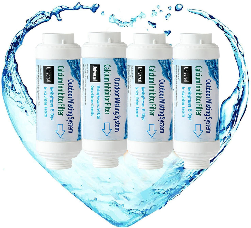 H&G Lifestyles calcium inhibitor filter protects misting system from mineral buildup.