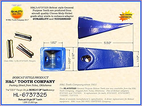 H and L vertical flexpin system teeth designed for versatile bobcat attachments