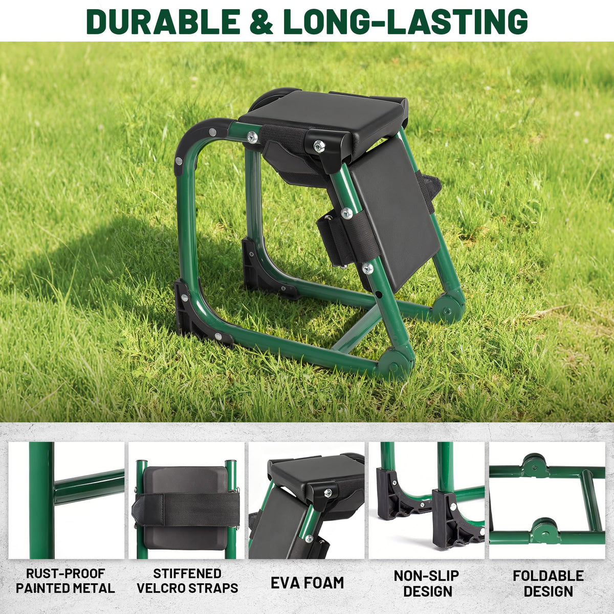 H-OMMEASSY two-in-one design supports kneeling and resting in the garden.
